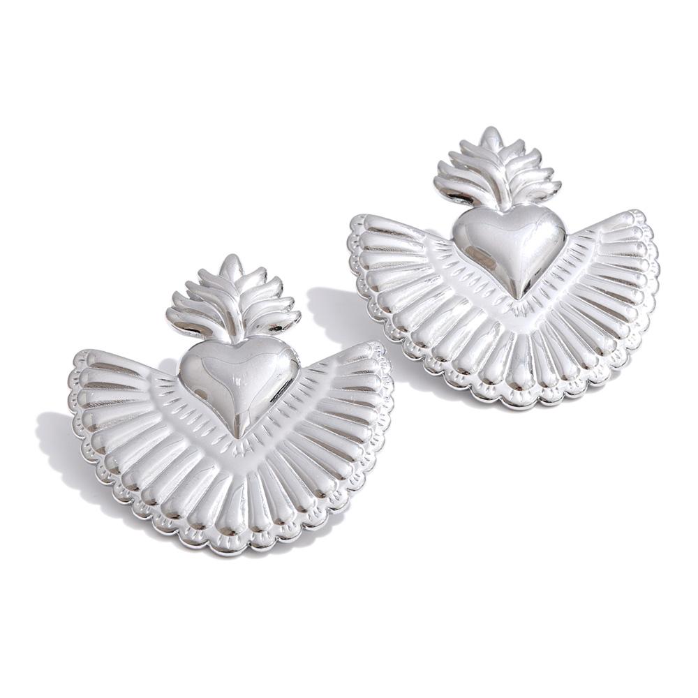 Yhpup Wholesale Creative Stainless Steel Heart Geometric Stud Earrings 18K Golden PVD Plated Stylish Unique Charming Jewelry New