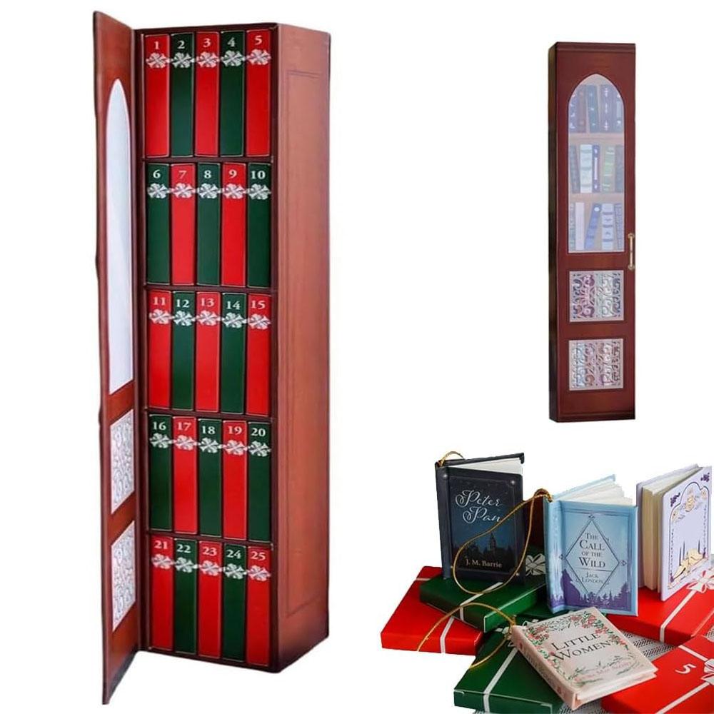 New Mini Book Ornament Advent Calendar 2025, Advent Calendar with 24 Books Gift for Christmas Halloween Holiday Decoration