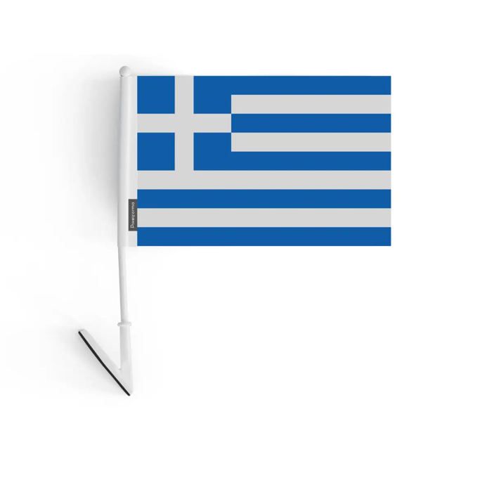 Drapeau adhésif - Grèce - 14 x 21 cm - Polyester résistant - Léger - Recto/verso