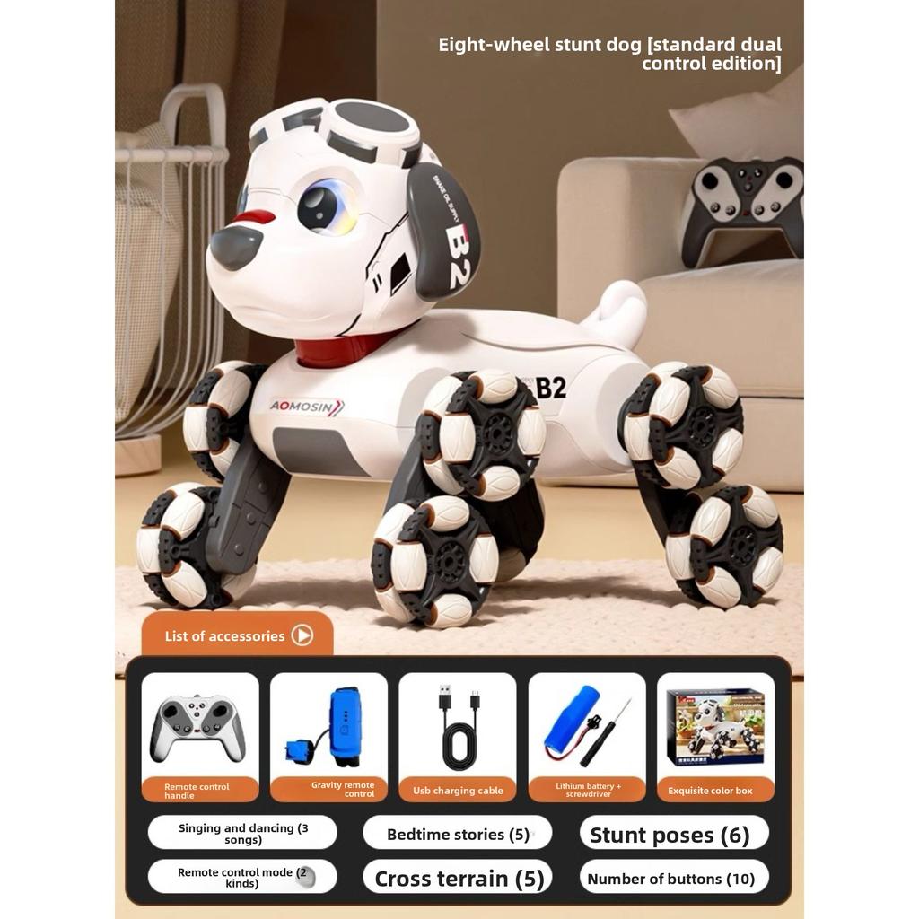 New Intelligent Electronic Remote Control 8-wheeled Robot Dog-stunt Pet Toy, Children's Toy Robot Dog Gives Children Gifts.
