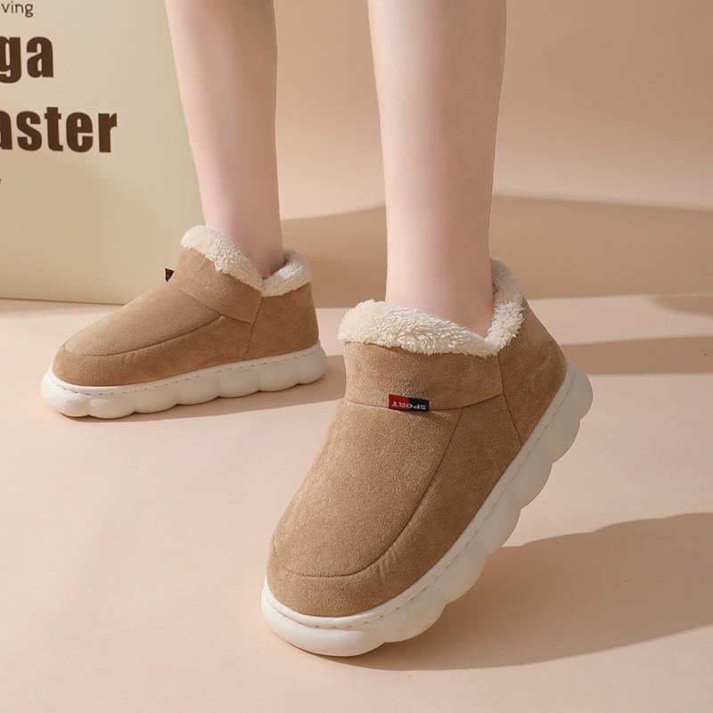 Fashion Crestar Winter Women's Plush Platform Slippers Indoor Warm Cozy Furry Flat Home Shoe Outdoor Antiskid Fluffy Soft Cotton Boot