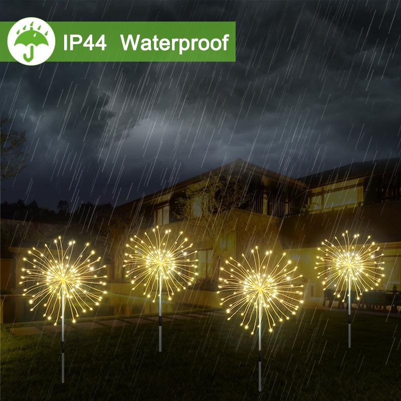 LED Solar Fireworks Lights Christmas Decoration Waterproof Outdoor Dandelion DIY Shape Lamp Flash String Fairy Lights for Garden Landscape Lawn Decor