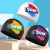 BEPAN Elastic Swimming Cap Men Women Waterproof Anti-slip Silicone Swim Hat Adult Kids Long Hair Printed Pool Caps Diving Swimming