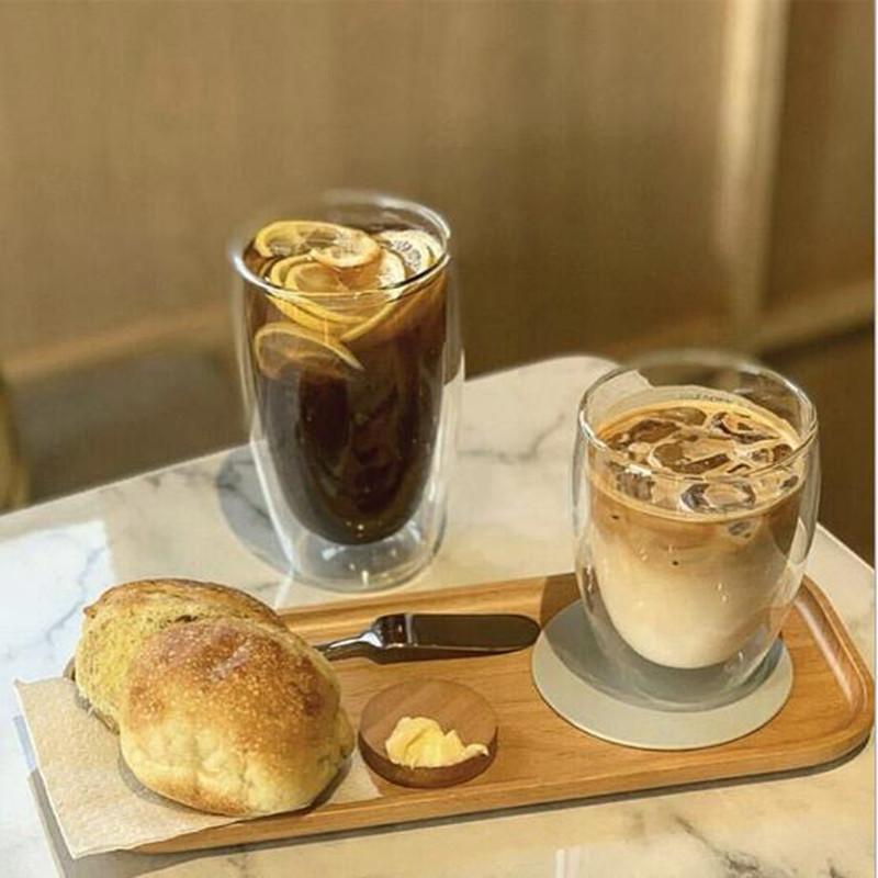 Double Wall Glass Cups Espresso Coffee Mugs Heat-Resistant Transparent 80/250/350/450ml with Double Bottom for Home & Kitchen