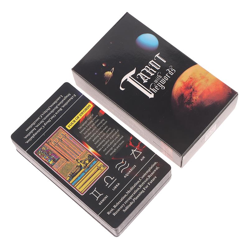 Yeni Başlayanlar İçin Üzerlerinde Anlamları Olan Tarot Kartları 78 Adet-Kart Cep Boyutu Tarot Öğrenme Destesi Falcılık Oyunu Masa Oyunu