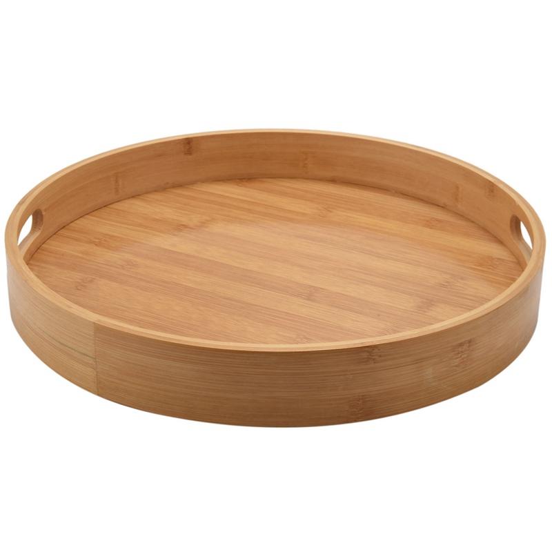 Promotion! Round Serving Bamboo Wooden Tray for Dinner Trays Tea Bar Breakfast Food Container Handle Storage Tray 3 Eco-Friendly