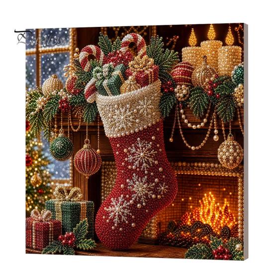 Christmas Home Decoration Faux Pearl Art Kit, DIY Snowman Painting 3D Festive Living Room Accents Xmas Scenes Crafting Project for Adults Beginners,