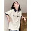 Girls' Summer Pure Cotton Polo Shirt - Sweet Lapel Short Sleeve Top for Medium and Large Children