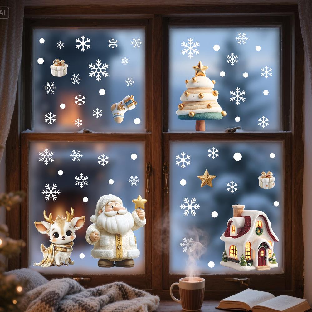 Creative and Realistic Christmas Atmosphere Decoration Stickers for Home Glass Doors and Windows