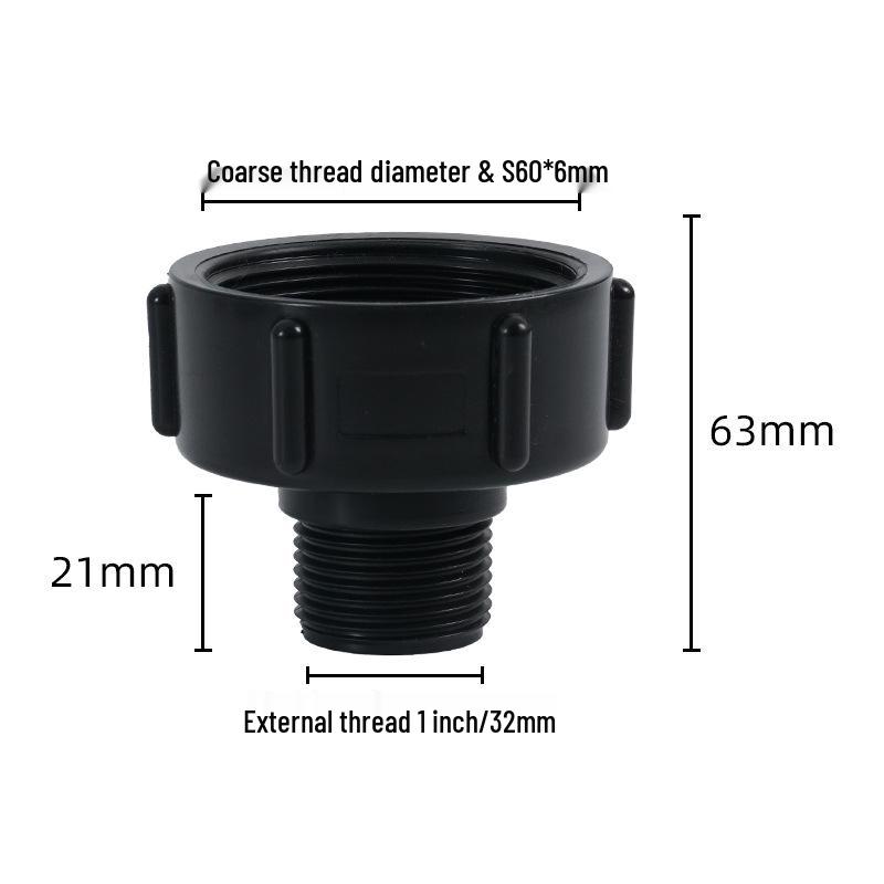 Cross-Border Hot-Selling Plastic Drum Valve Conversion Joint: 60 Fine Thread to Hose Thread Adapter