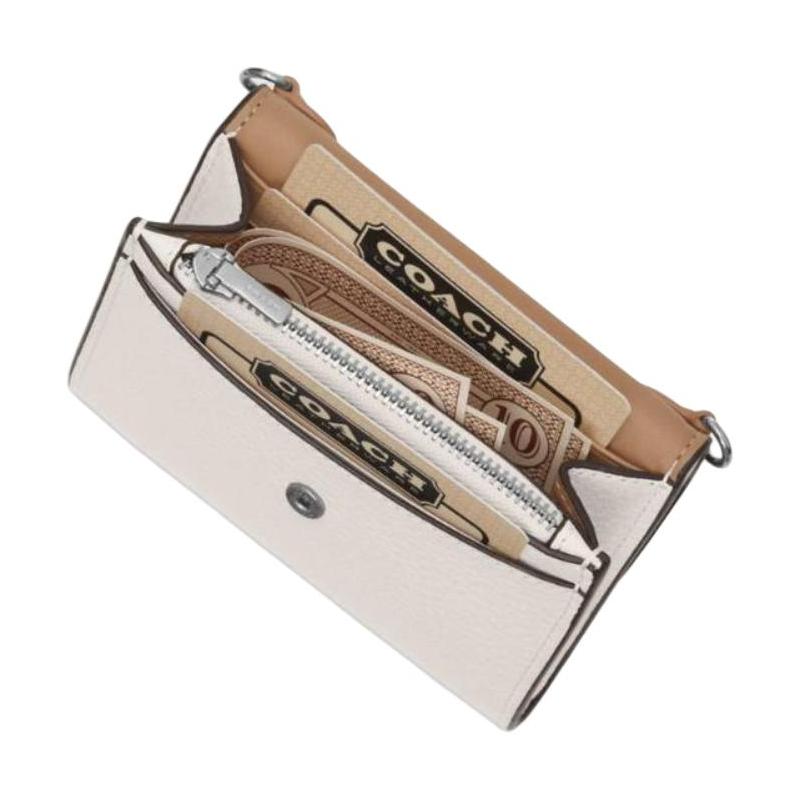 Coach Envelop 12 Logo patchwork design Signature gecoat canvas Portemonnee crossbody schoudertas Mini Dames wit met kaki