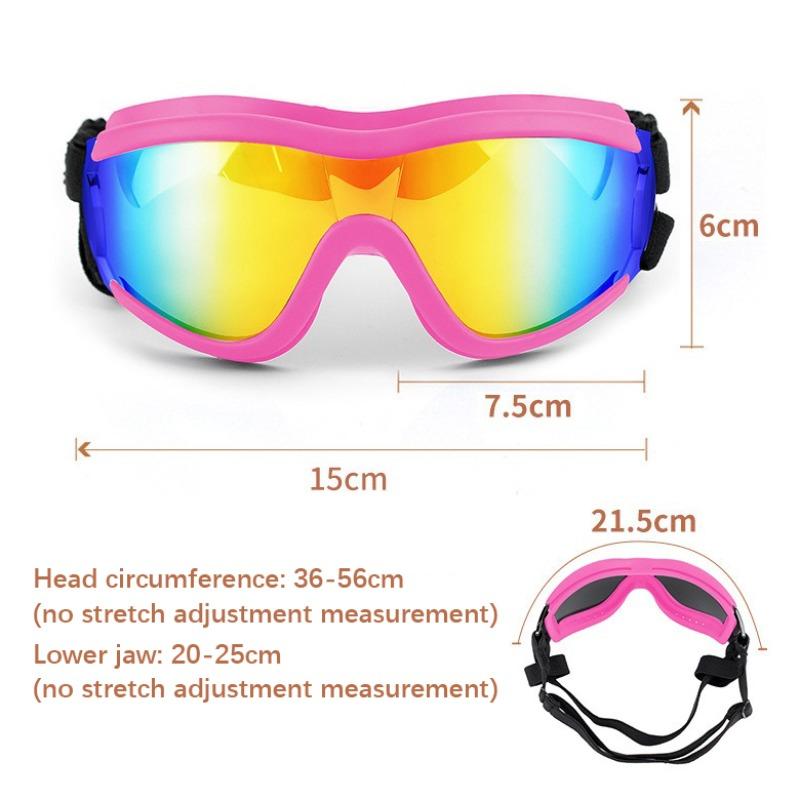 Hundebrille Rosarot Wasserdicht Sonnenschutz Sonnenbrille UV-Schutzbrille PC Gummi Nylon Gurtband Hunde Zubehör Kopfbedeckung Haustierbedarf