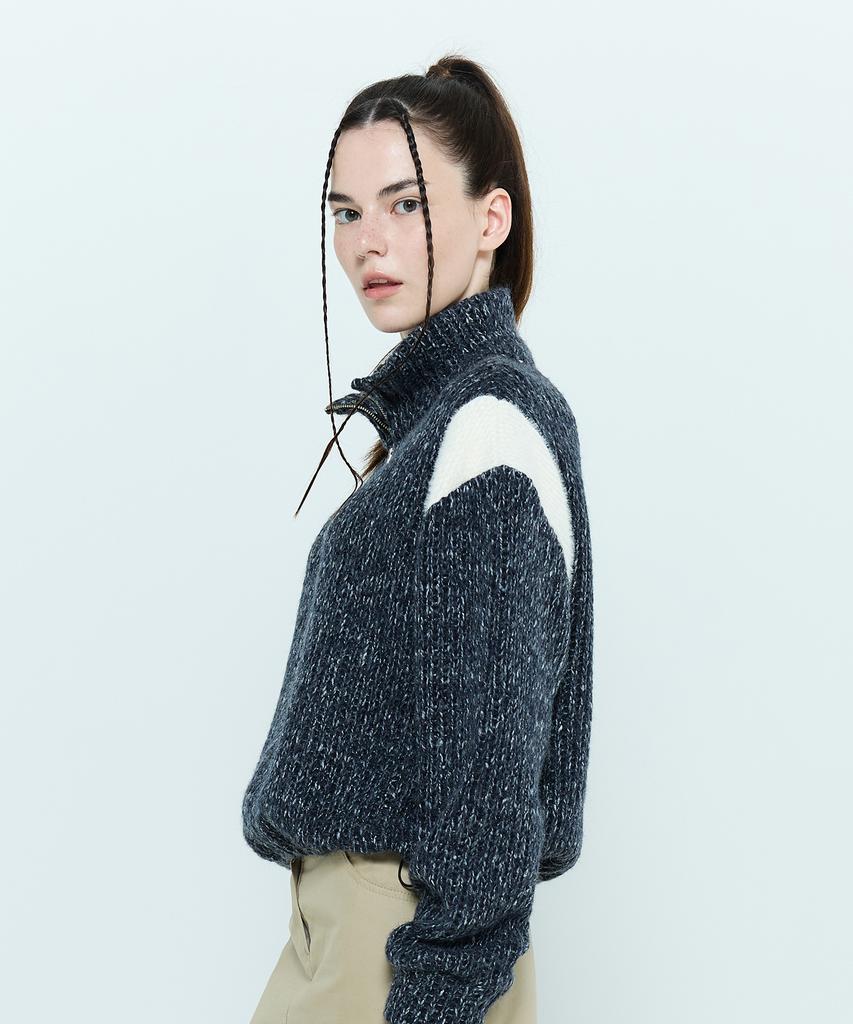 LARTIGENT L6 Colorblock Half Zip Knit(Navy)