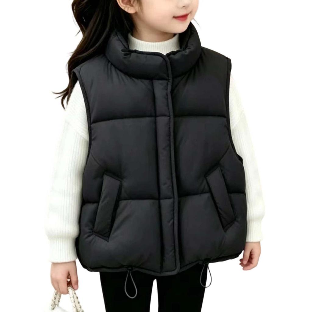 Children's Candy Color Sleeveless Vest with Warm Wide Shoulder Design for Outdoor Wear