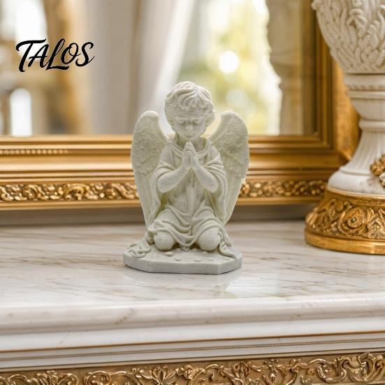 3D Printed Kneeling Praying Angel Statue, Matte White Cherub Sculpture for Home Decor, Healing Angel Figurine for Home Office Desktop Shelf Decoration