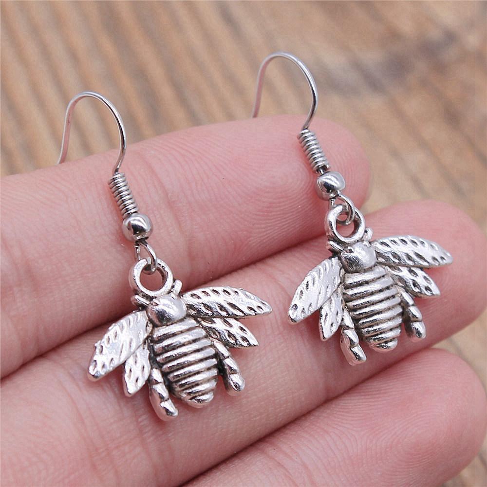 Hängeohrring Biene Wabe Minimalistische Schmuckkomponenten Ohrringgröße 18x19mm QE004