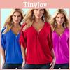 Shirt Women Zipper Shirt Top Blouse Vneck Loose Tshirts Tops Bulk Shirts