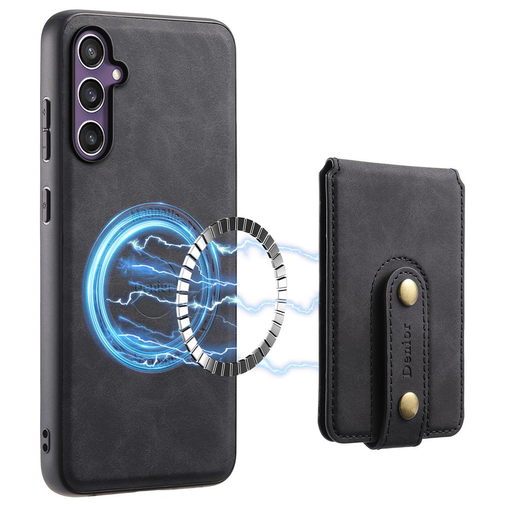 DENIOR D14 For Samsung Galaxy S24 Magnetic Case Card Slots Kickstand Phone Cover