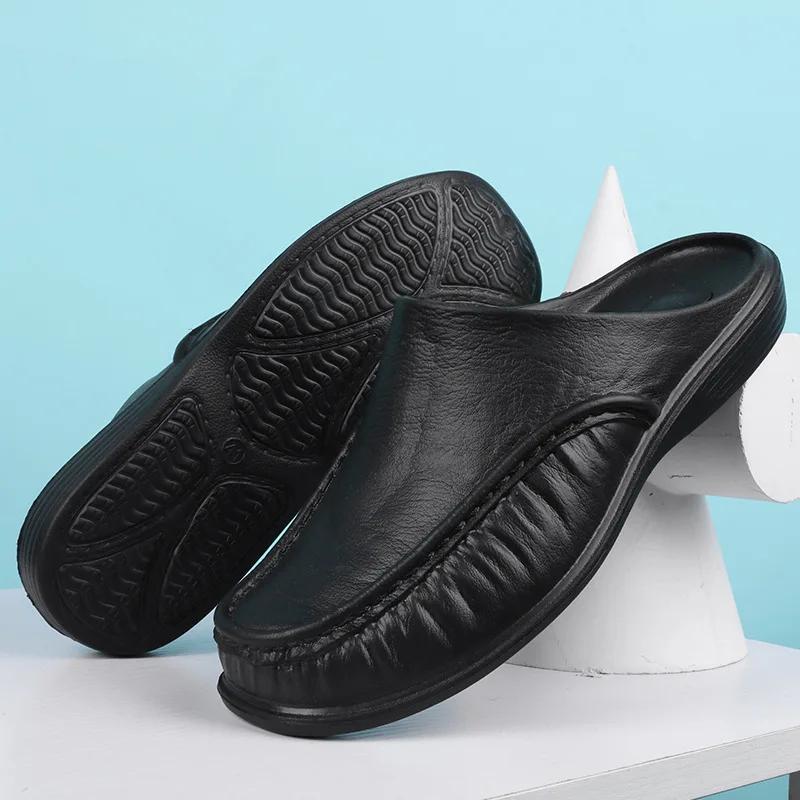 Men EVA Shoes Closed Toe Slippers Pleated Man Casual Shoes Soft  Beach Half Slippers Black Mens Home Sandals Size 47 Pantuflas