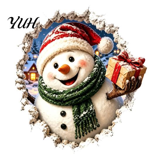 Holiday Wall Stickers Christmas Break-In 3D Decal, Santa Claus/Deer/Snowman/Elf/Dog/Nutcracker/Gingerbread Man Patterns Window Festive Home Decoration