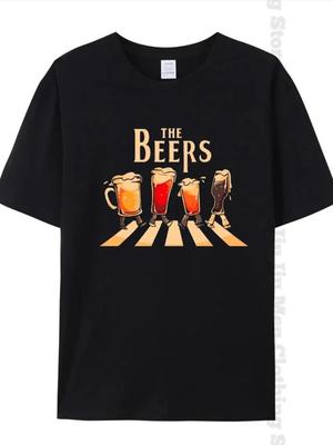 The Beers Printing Men T Shirts Breathable Brand Tops Street Fashion T-shirt Mens Casual Summer Loose Oversizeed Tees