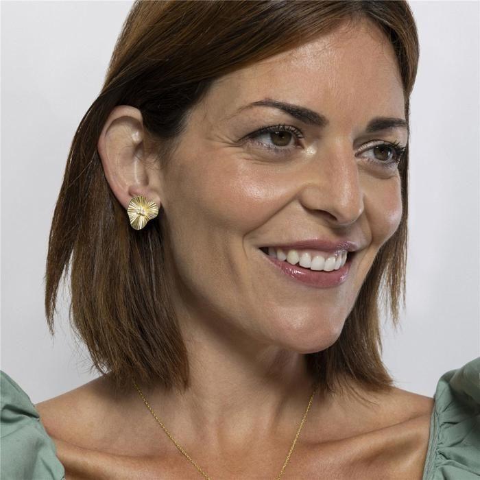 Boucles d'oreilles - LUXENTER - Kous - Argent 925 - Zirconia brillant - Or jaune 18k