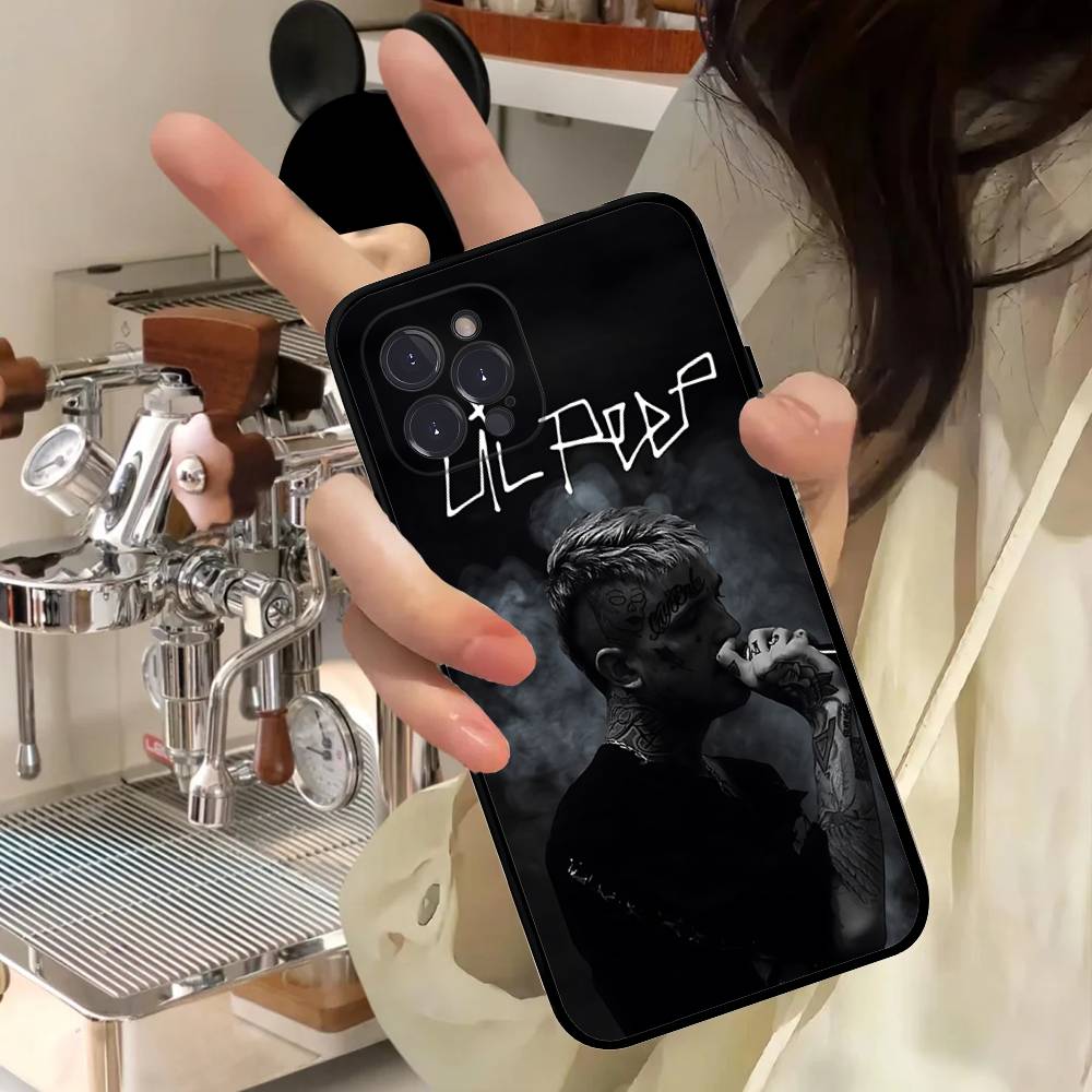 Sänger Rapper L-Lil Peep Silikon Handyhülle Für IPhone 11 12 13 14 15 16 17 Pro Max Schwarze Hülle