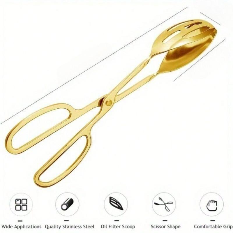 2 Pcs Stainless Steel Buffet Salad Tongs Set Kitchen Serving Food Scissor Tongs Cooking Serving Clips for Pastry Sandwich Ice Buffet Party Catering золотистый