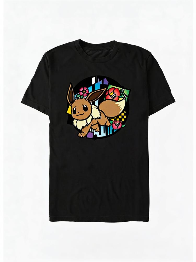 2026 New Eevee Colors Graphic Print Retro Fashion Spring Unisexs Short Sleeve ParentChild Loose Comfortable TShirt