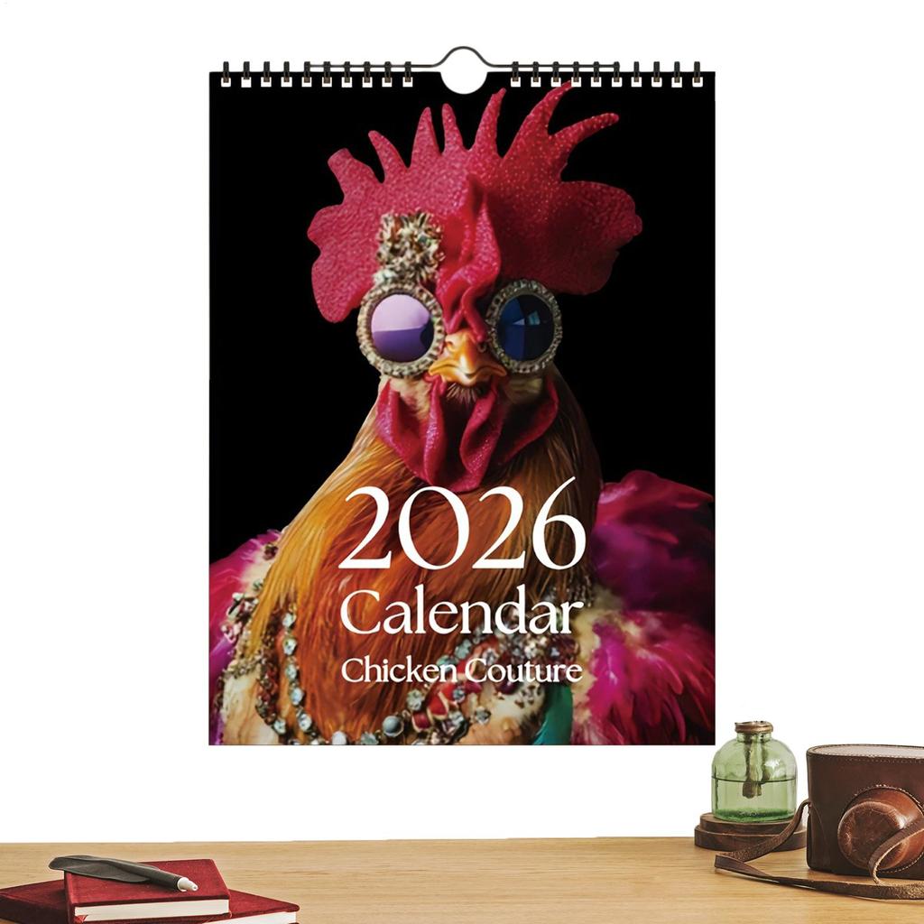2026 New Year Wall Calendar Fun Chicken-Themed Calendar For Home Office Decorations Wall-Mounted Calendar 2026 Gifts For Friends