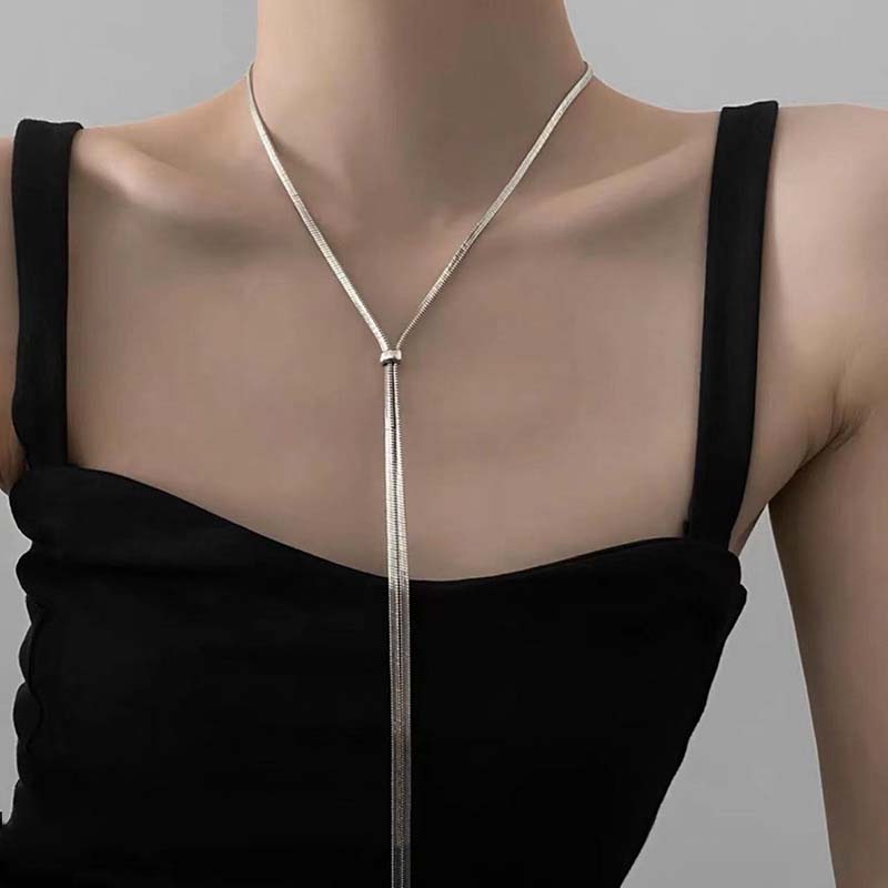 Vintage Metal Snake Chain Pearl Pendant Necklaces for Women Fashion Gold Color Long Tassel Adjustable Necklaces Party Jewelry
