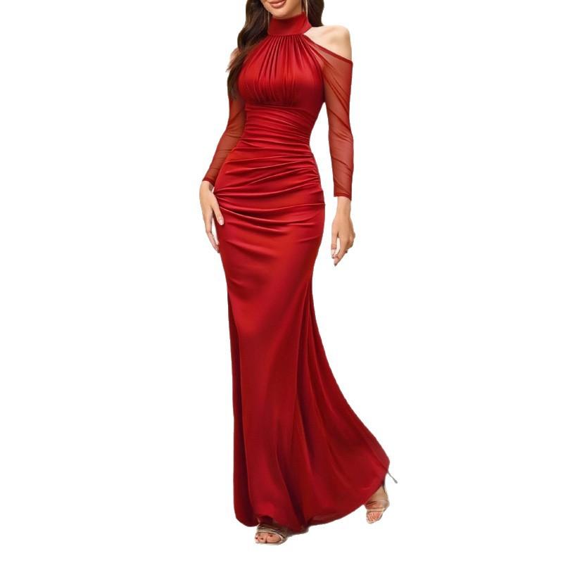 Spring new women's clothing, European and American, fashionable and elegant temperament waist fishtail dress