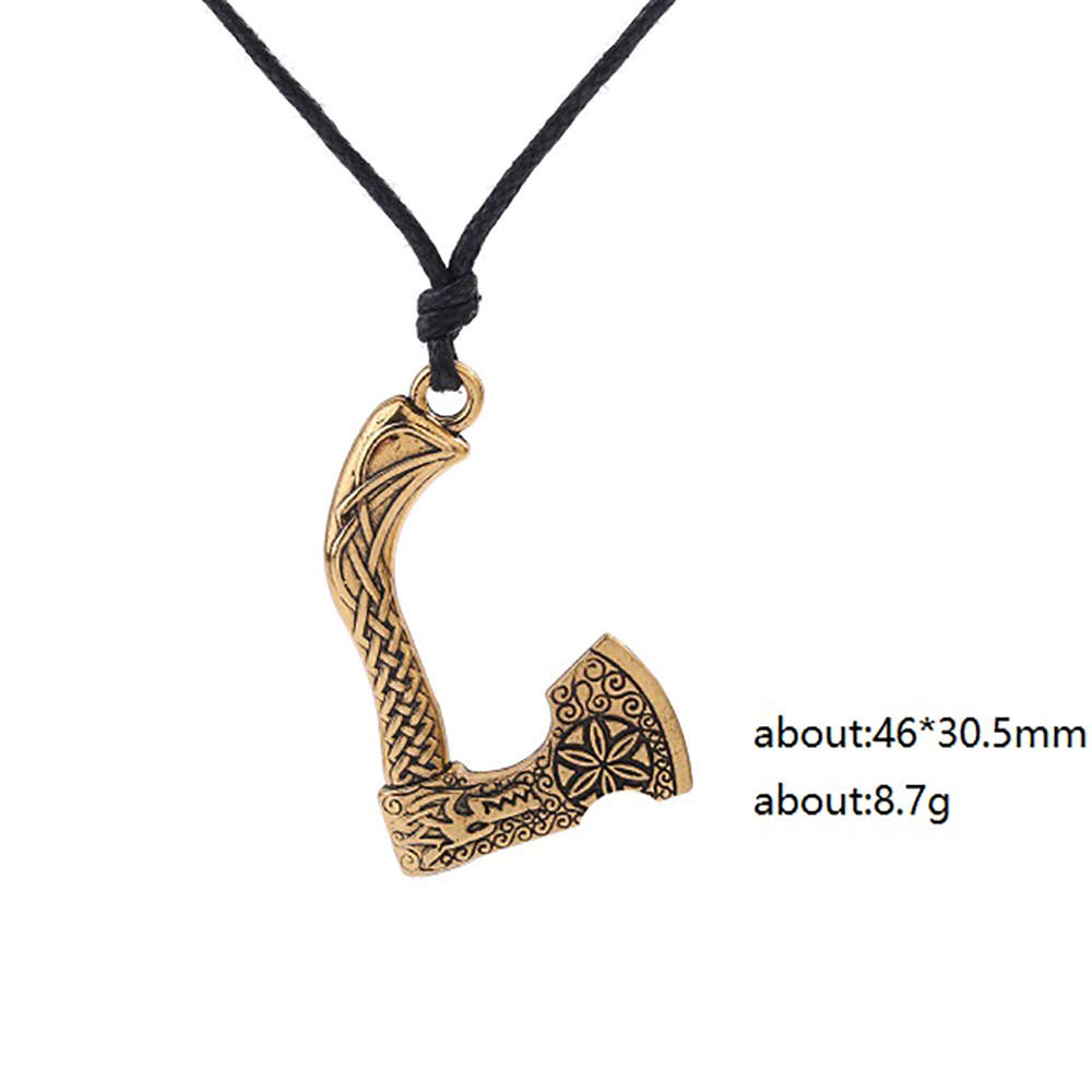 Viking Axe Necklace for Men Norse Runes Compass Pendant Vintage Amulet Jewelry Male Boy Gifts
