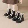 Augustine brown Martin boots women's 2025 new autumn and winter piled thickened snow boots platform lamb wool cotton shoes