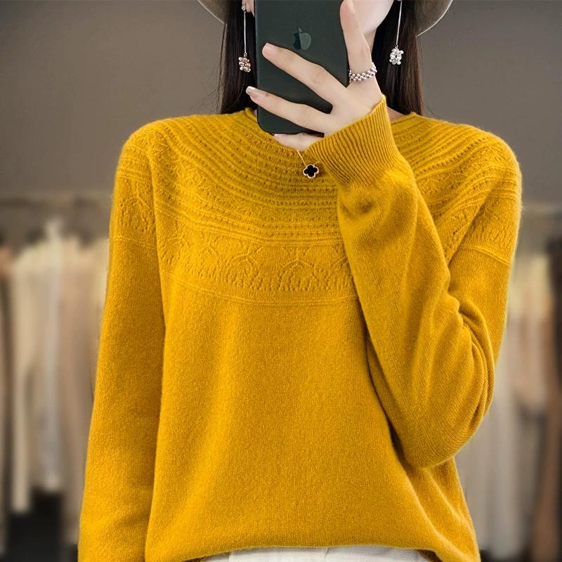 Knitted Sweater for Women In Autumn and Winter, Loose Round Neck, Inner Layer, Pullover, Solid Color, Versatile, Outer Layer