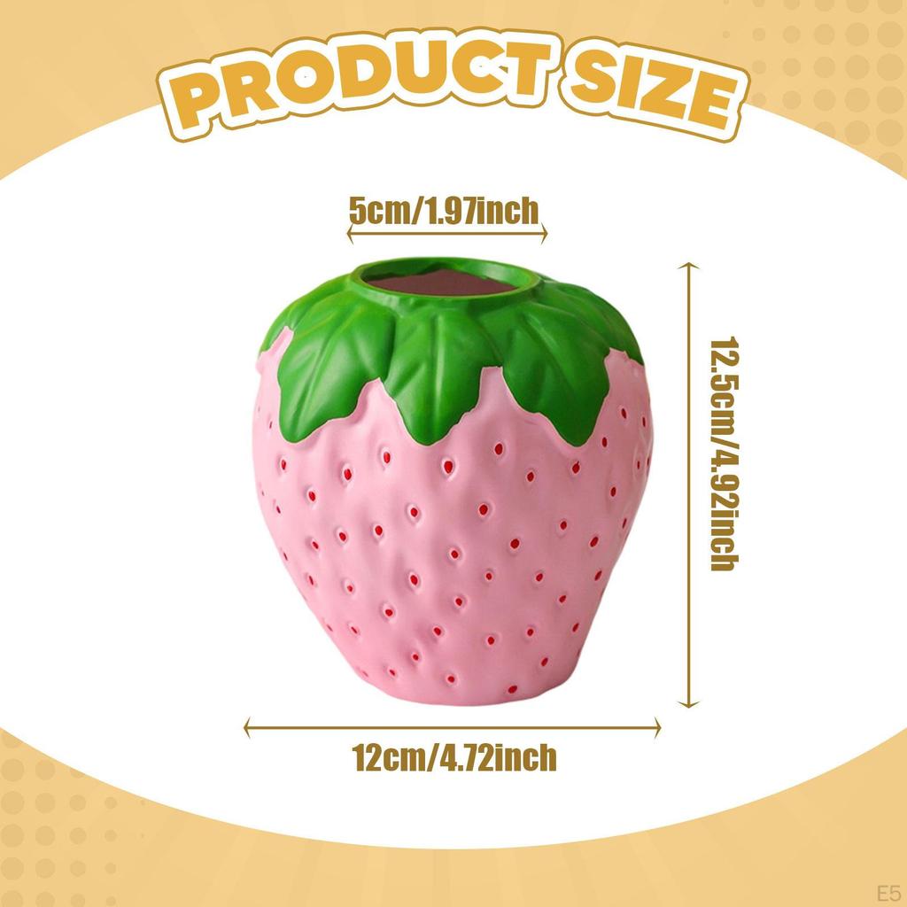 Strawberry Decorative Container with Green Leaves Planter for Wedding Centerpiece