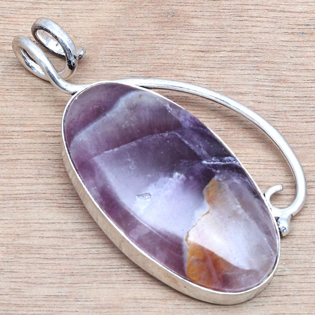 Fluorite Gemstone Handmade Women's Unisex Silver Jewelry Pendant 2.25
