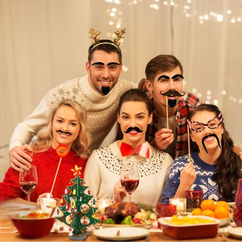 49Pcs Fake Mustaches selfs Adhesive Novelty Hairy Beard Costume Facials Hair for Christmas Party Supplies Decorations