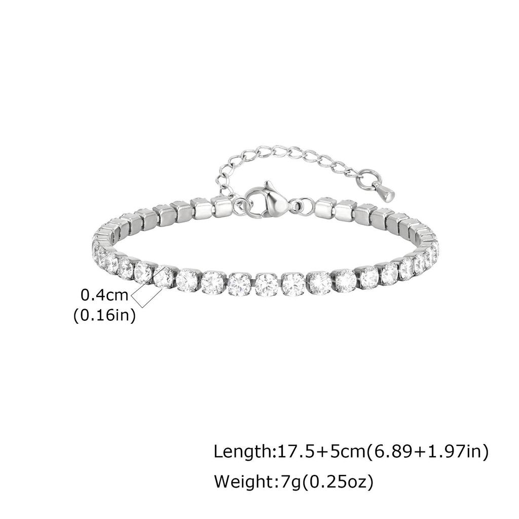 Gold Stainless Steel Zirconia Tennis Bracelet & Anklet, Women's Fashion Titanium Jewelry - BR-1241