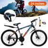 24" Spoke Wheel 24 Speed Mountain Bicycle Adult Bike MTB W/ Fender Blue+Orange