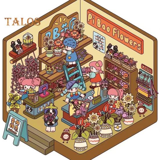 4 Pcs DIY 3D House Stickers Paper Miniature Scene Stickers Cartoon Mini Room Scene Stickers Set for Adults Kids Scrapbook