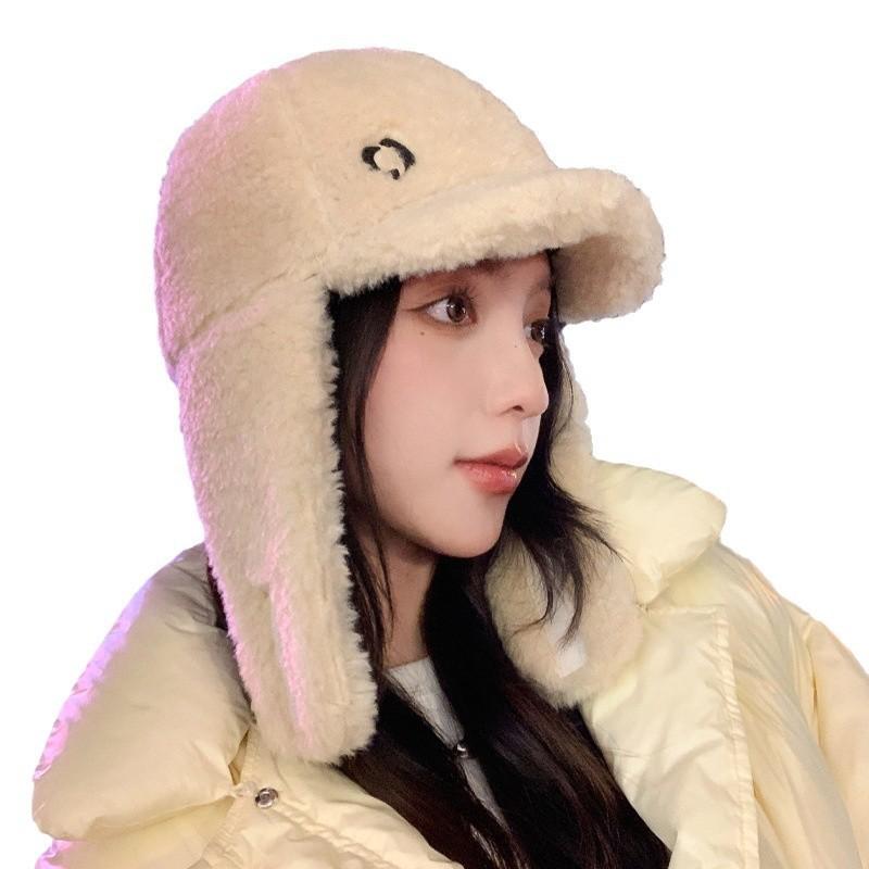 Autumn and winter hats women's plush duck tongue pullover hat fashion thermal ear protection hat cycling cold protection