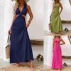 2025 Summer European & American Style Sexy Spaghetti Strap Cut-Out Solid Long Dress