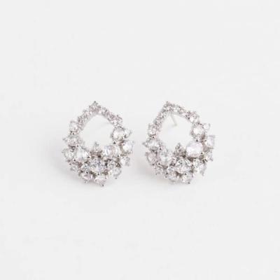 Women's Grunge Cubic Silver Earrings for a Gathering Look (13629369)