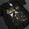 Anime Genshin Impact Zhongli Yellow Line Black TShirt Gift For Otaku