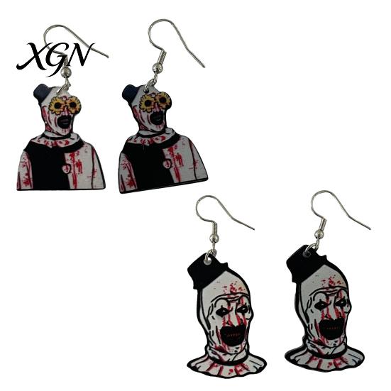 Halloween Jewelry for Women 1 Pair Theme Dangle Drop Earrings Women, Scary Blood Punk Style Statement Accessories Clown Acrylic Earrings, Creative
