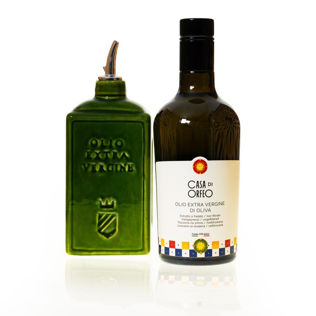Italian Gift - Evo Olive Oil + Oliera Lattina Verde 300