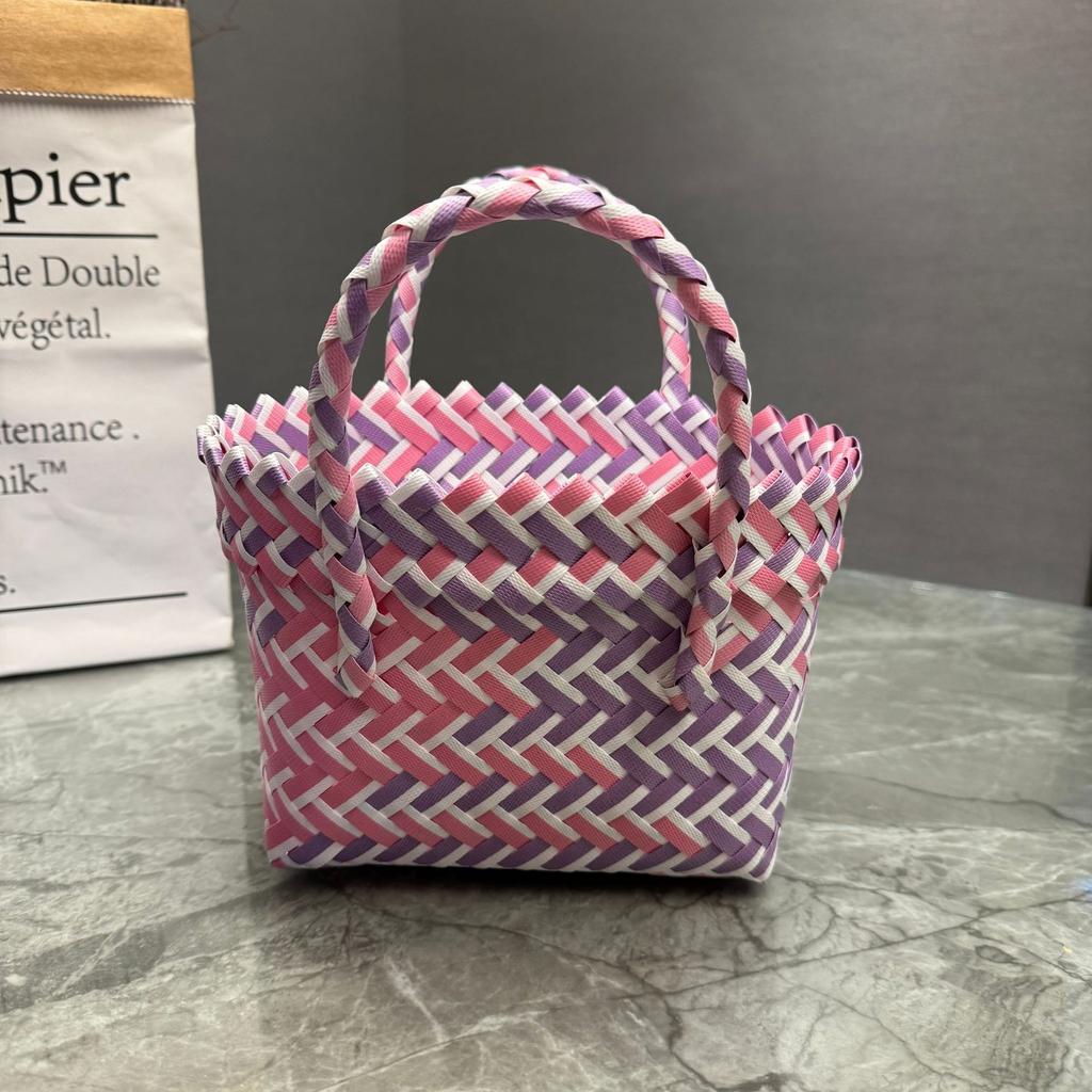 Plastic Woven Handbag Woven Basket Souvenir Basket Bag Beach Women's Bag