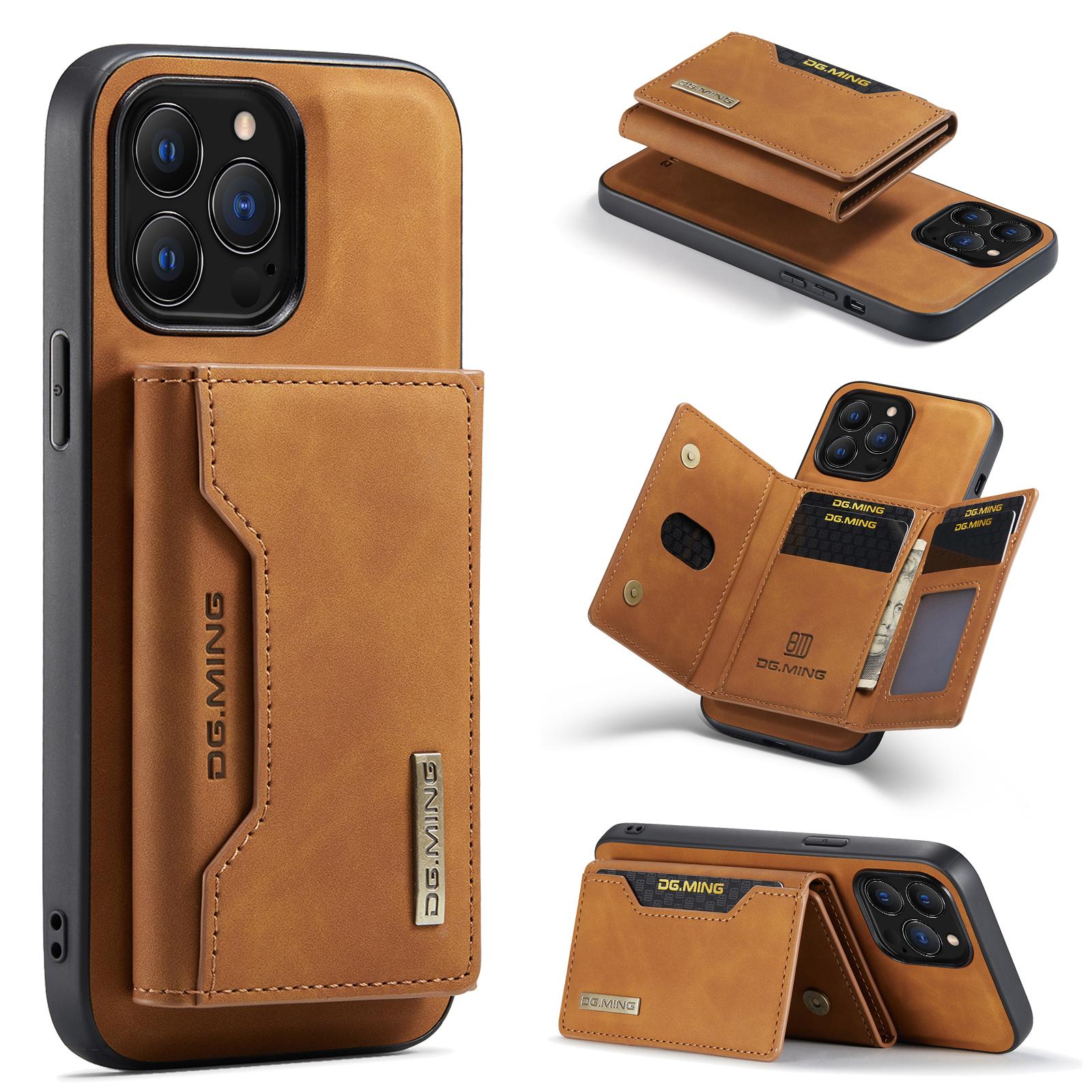 

DG.MING M2 Series for iPhone 16 Pro Case PU+PC+TPU Phone Cover Detachable Wallet Brown