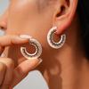 Simple drip geometric C-shaped texture silver needle earrings cold wind earrings
